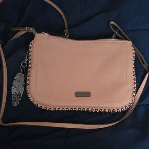 Jessica Simpson Pink Crossbody Bag with Feather Charm